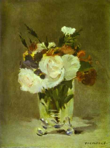 Flowers in a Crystal Vase. c.1882 by Manet,Edouard