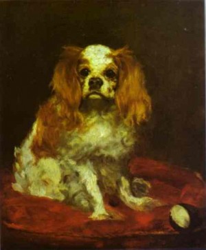 Oil manet,edouard Painting - A King Charles Spaniel. c.1866 by Manet,Edouard