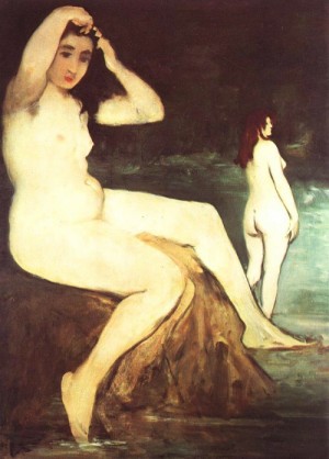 Oil manet,edouard Painting - Bathers on the Seine, unfinished by Manet,Edouard