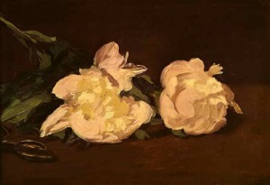  Photograph - Branch of White Peonies and Pruning Shears    1864 by Manet,Edouard