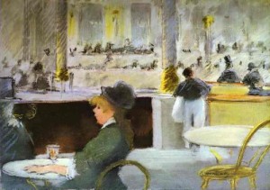 Oil cafe  dining Painting - Interior of a Café. c.1880 by Manet,Edouard