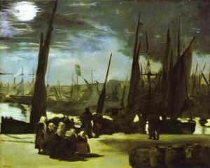  Photograph - Moonlight over the Port of Boulogne. 1869 by Manet,Edouard