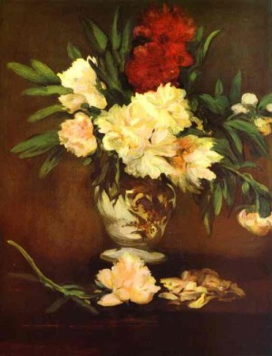  Photograph - Peonies in a Vase. c.1864 by Manet,Edouard