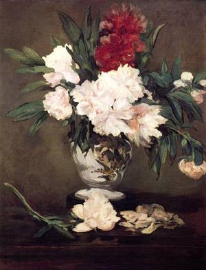  Photograph - Peonies in a Vase on a Stand 1864 by Manet,Edouard