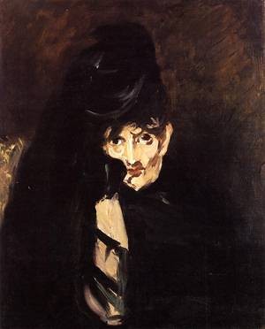 Oil manet,edouard Painting - Portrait of Berthe Morisot with Hat in Mourning 1874 by Manet,Edouard