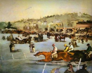Oil manet,edouard Painting - Racecourse in the Bois de Boulogne. 1872 by Manet,Edouard