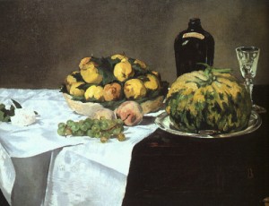  Photograph - Still Life with Melon and Peaches, 1866 by Manet,Edouard