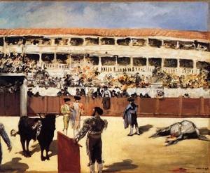 Oil manet,edouard Painting - The Bullfight 1865 by Manet,Edouard