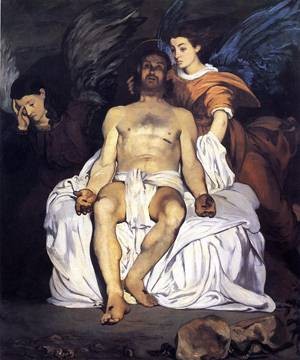 Oil manet,edouard Painting - The Dead Christ and the Angels  1864 by Manet,Edouard
