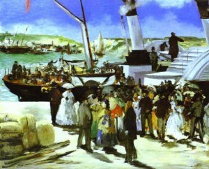 Oil the Painting - The Depature of the Folkestone Boat. 1869 by Manet,Edouard