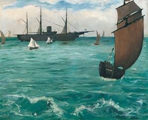 Oil manet,edouard Painting - The Kearsarge at Boulogne 1864 by Manet,Edouard