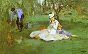 Oil garden Painting - The Monet Family in the Garden. 1874 by Manet,Edouard