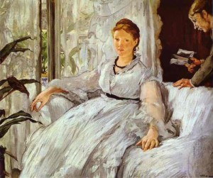 Oil manet,edouard Painting - The Reading. 1869 by Manet,Edouard