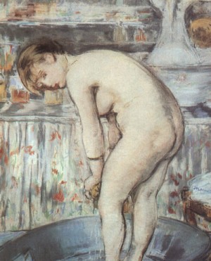 Oil woman Painting - Woman in a Tub, 1878-79 by Manet,Edouard