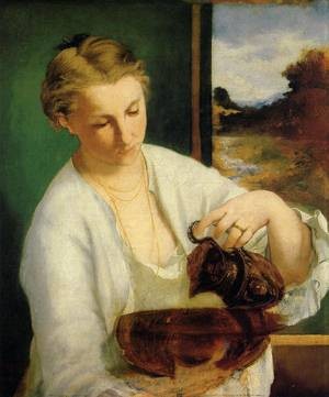  Photograph - Woman with a Jug (aka Portrait of Madame Manet Holding a Ewer) 1858 1860 by Manet,Edouard