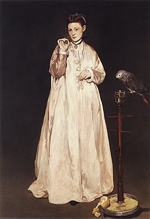 Oil woman Painting - Woman with a Parrot, 1866 by Manet,Edouard