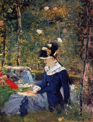 Oil woman Painting - Young Woman in the Garden 1880 by Manet,Edouard