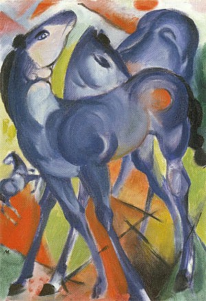 Oil blue Painting - Blue Foals, 1913 by Marc,Franz