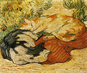 Oil red Painting - Cats on a Red Cloth (Katzen auf rotem Tuch), 1909-10 by Marc,Franz