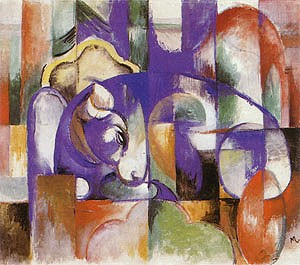 Oil marc,franz Painting - Lying Bull, 1913 by Marc,Franz