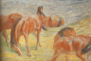 Oil marc,franz Painting - marc-95 Grazing Horses I (Weidende Pferde I), 1910 by Marc,Franz