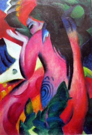 Oil red Painting - Red Woman by Marc,Franz