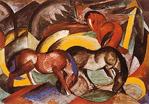 Oil marc,franz Painting - Three Horses, 1912 by Marc,Franz