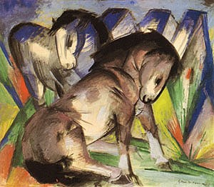Oil marc,franz Painting - Two Horses, 1913 by Marc,Franz