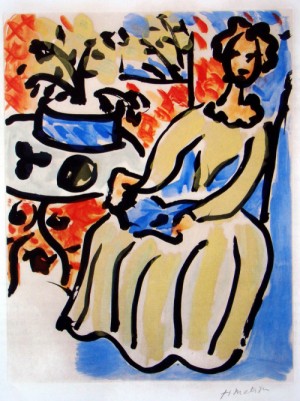 Oil matisse henri Painting - Jarie Jose en Robe Jaune 1959 by Matisse Henri
