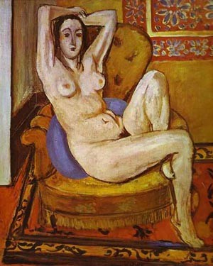 Oil matisse henri Painting - Nude on a Blue Cushion 1924 by Matisse Henri