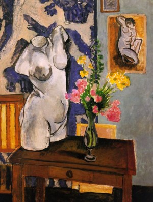 Oil matisse henri Painting - Plaster Torso and Bouquet of Flowers, 1919 by Matisse Henri