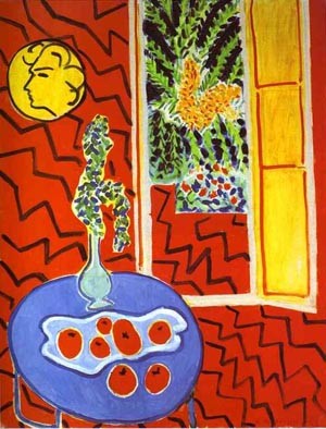 Oil blue Painting - Red Interior Still Life on a Blue Table 1947 by Matisse Henri