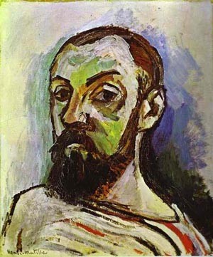 Oil portrait Painting - Self Portrait in a Striped TShirt by Matisse Henri
