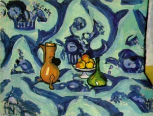 Oil blue Painting - Still Life with Blue Tablecloth  1909 by Matisse Henri