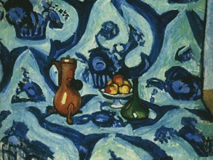 Oil blue Painting - Still Life with Blue Tablecloth 1909 by Matisse Henri