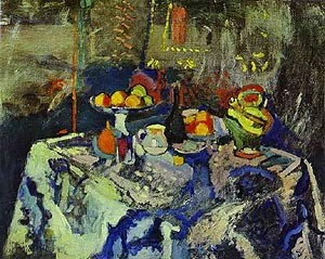 Oil still Painting - Still Life with Vase Bottle and Fruit by Matisse Henri