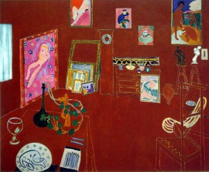 Oil red Painting - The Red Studio  1911 by Matisse Henri