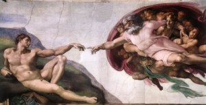 Oil michelangelo Painting - Creation of Adam 1510 by Michelangelo