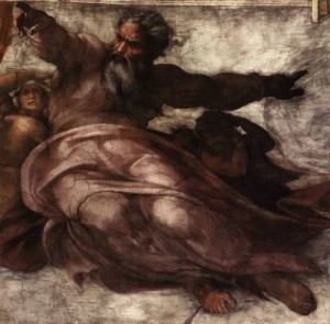 Oil michelangelo Painting - Creation of the Sun and Moon by Michelangelo
