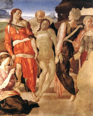 Oil michelangelo Painting - Entombment c. 1510 by Michelangelo