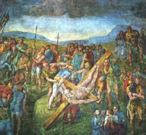 Oil michelangelo Painting - Martyrdom of St Peter 1546-50 by Michelangelo