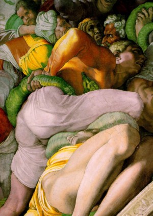 Oil michelangelo Painting - Snakes by Michelangelo