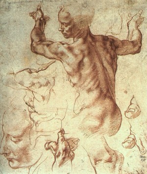 Oil michelangelo Painting - Study for The Libyan Sibyl by Michelangelo