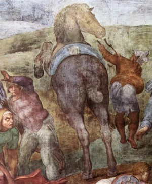Oil michelangelo Painting - The Conversion of Saul (detail1) by Michelangelo
