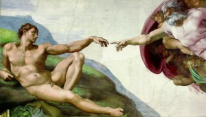 Oil michelangelo Painting - The Creation of Adam by Michelangelo