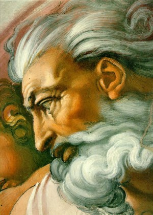 Oil michelangelo Painting - The Face of God by Michelangelo