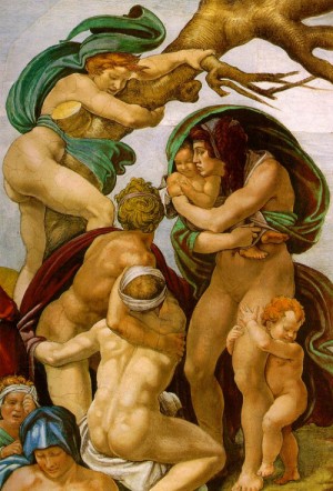 Oil michelangelo Painting - The Flood by Michelangelo