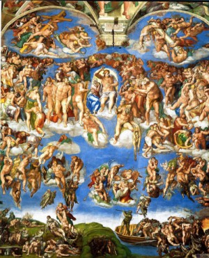 Oil michelangelo Painting - The Last Judgment. 1534-1541 by Michelangelo