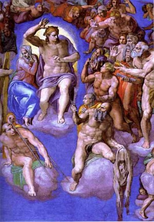 Oil michelangelo Painting - The Last Judgment(details 1) by Michelangelo
