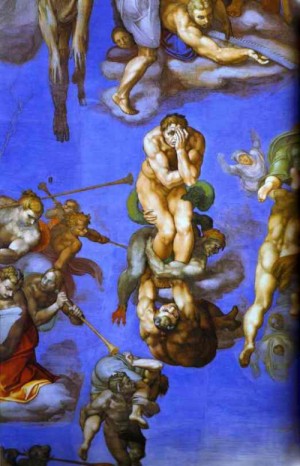 Oil Painting - The Last Judgment(details 5) by Michelangelo